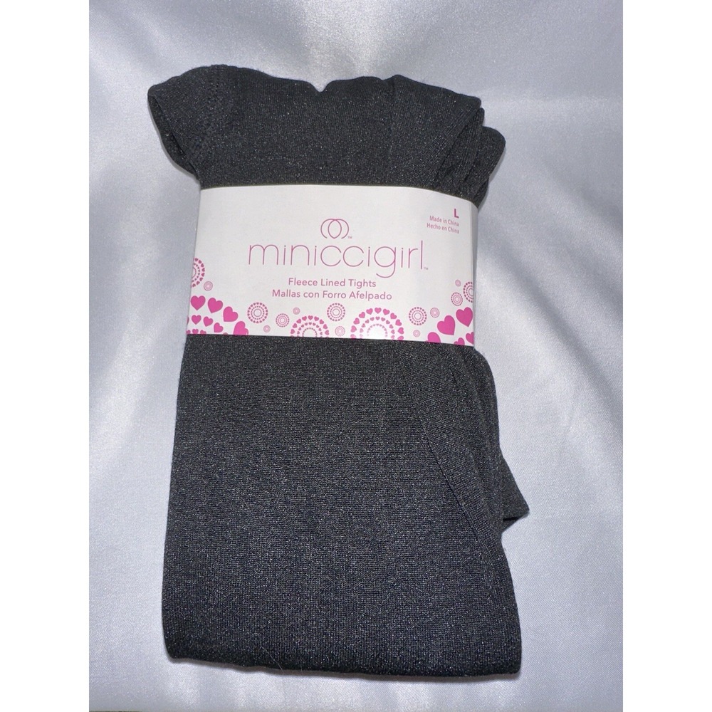 Miniccigirl Fleece Lined Tights Size L Age 7-10 Black Stretch Payless‎
